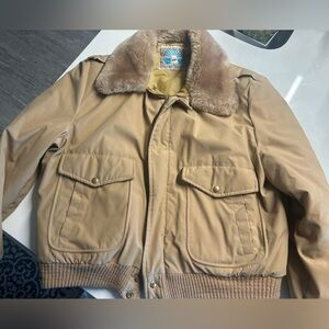 William Barry Tan Bomber Jacket with Ribbed Waistband - Vintage 1970s